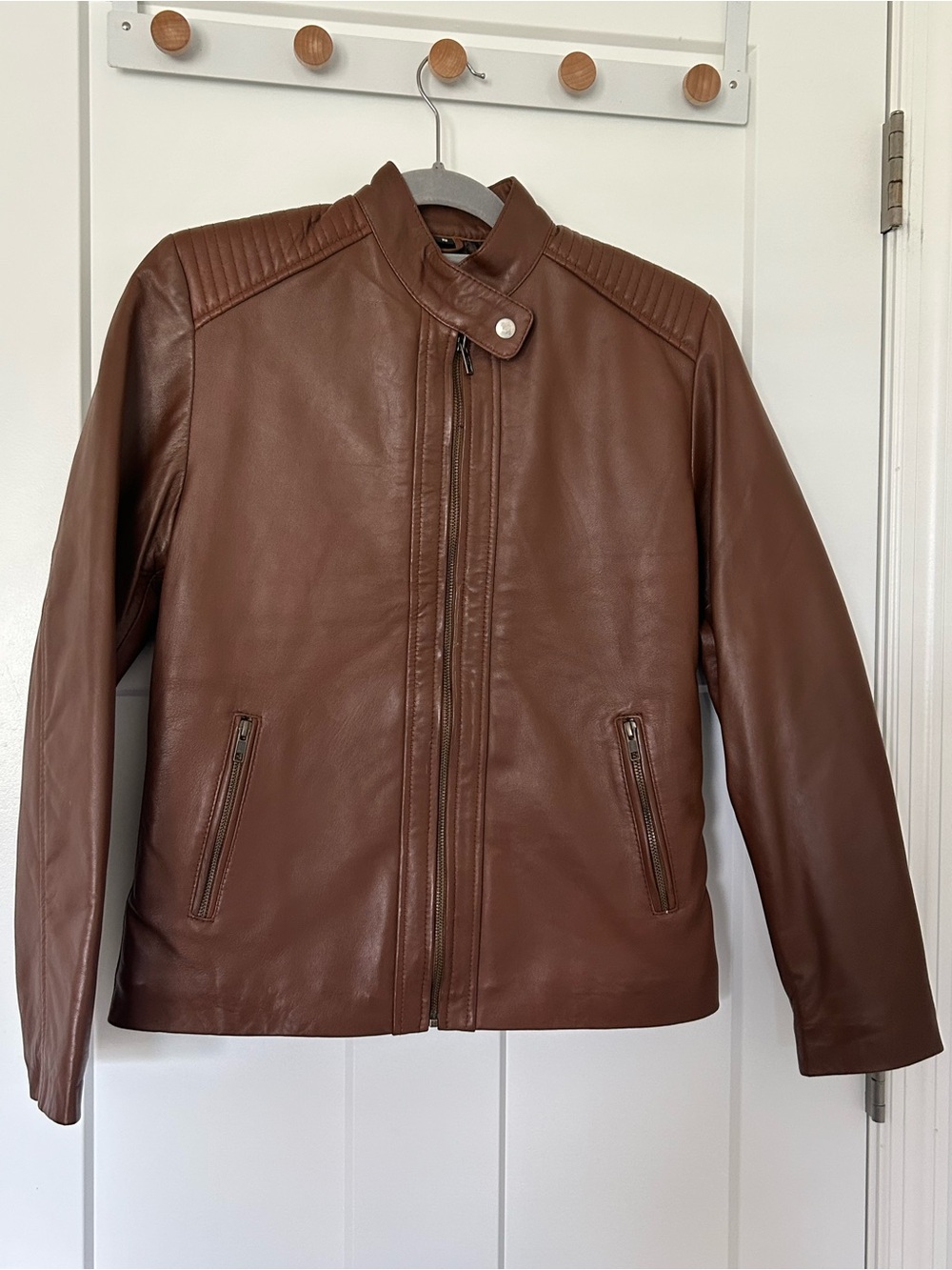 Women’s Classic Brown genuine Leather Jacket - Zip Front